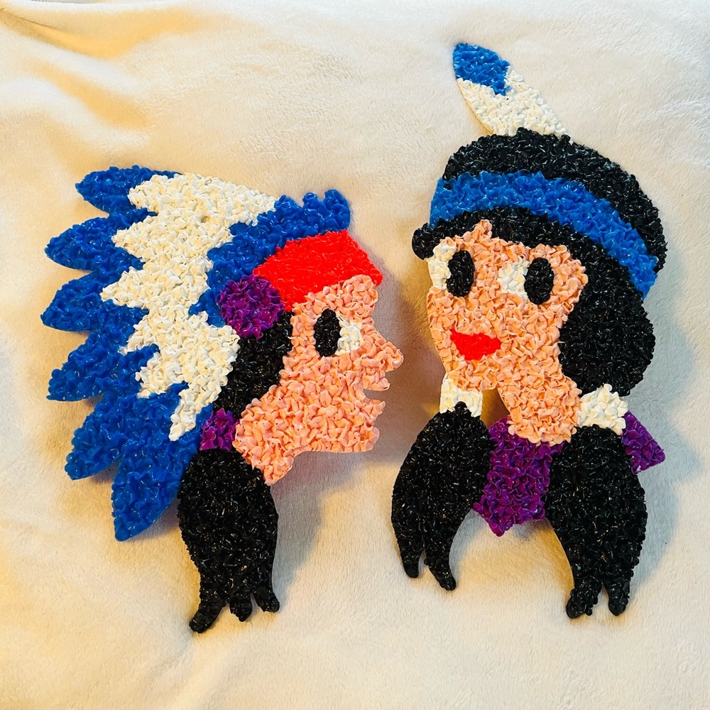 Vintage Melted Plastic Popcorn Native Americans Rare